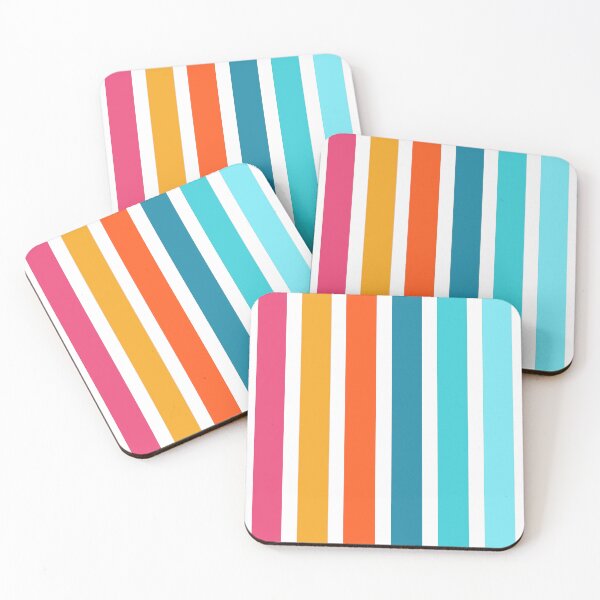 Item preview, Turquoise Yellow Pink Colorful Minimalist Classic Retro Stripes designed and sold by LiquidWing.