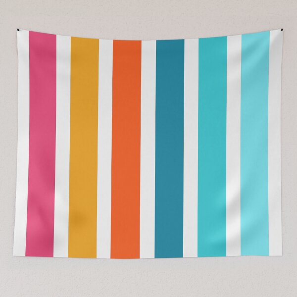 Item preview, Turquoise Yellow Pink Colorful Minimalist Classic Retro Stripes designed and sold by LiquidWing.