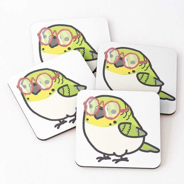 Item preview, yelllow green bird with red glasses designed and sold by spiewolf.