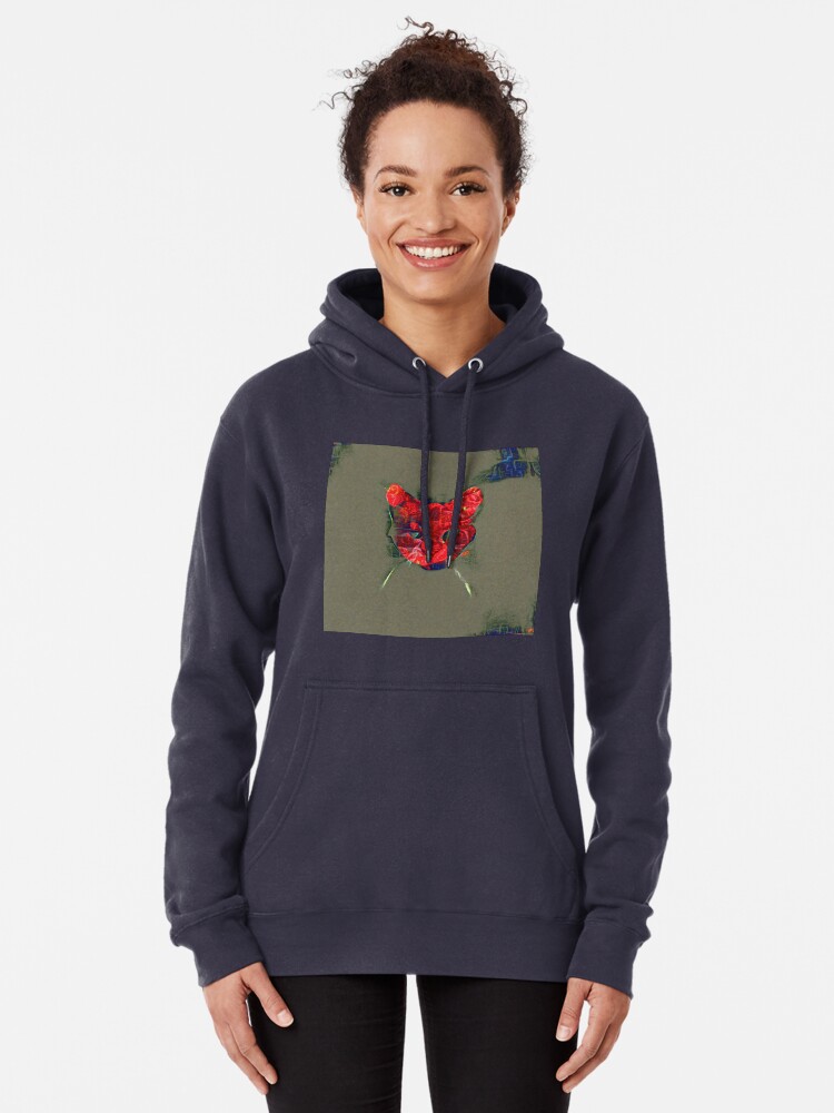 Alternate view of Ninja cat hiding in poppy #Art Pullover Hoodie