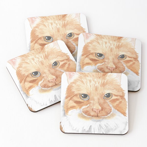 Item preview, orange cat watercolor portrait designed and sold by L'Atelier Oranjade.