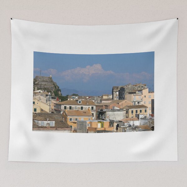 Item preview, Old fortress and buildings in Corfu town Greece summer season designed and sold by goceris.