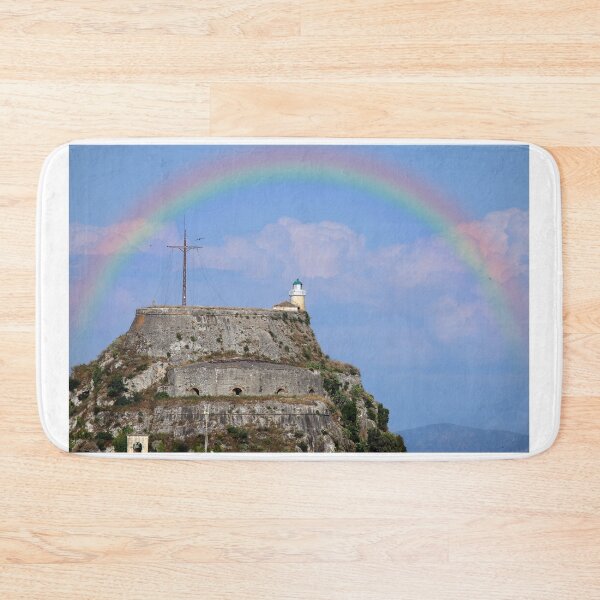 Item preview, Rainbow over Old fortress in Corfu town Greece designed and sold by goceris.