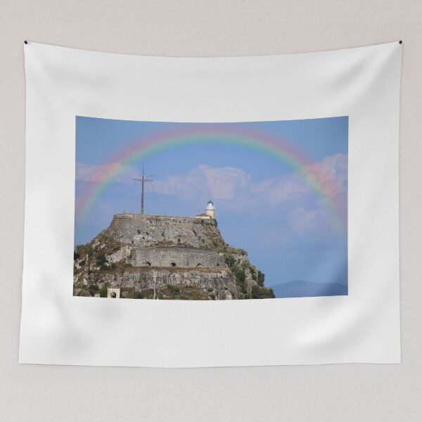 Item preview, Rainbow over Old fortress in Corfu town Greece designed and sold by goceris.