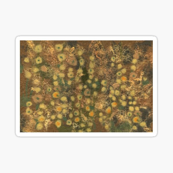 Golden Meadow, Yellow Flowers, Abstract Floral Pattern, Felted Wool Sticker