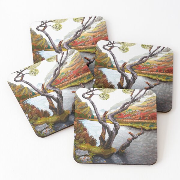 Artikelvorschau, Eryri Wales Riverside Baum mit Gebirgshintergrund entworfen und verkauft von Aled Thompson Art.