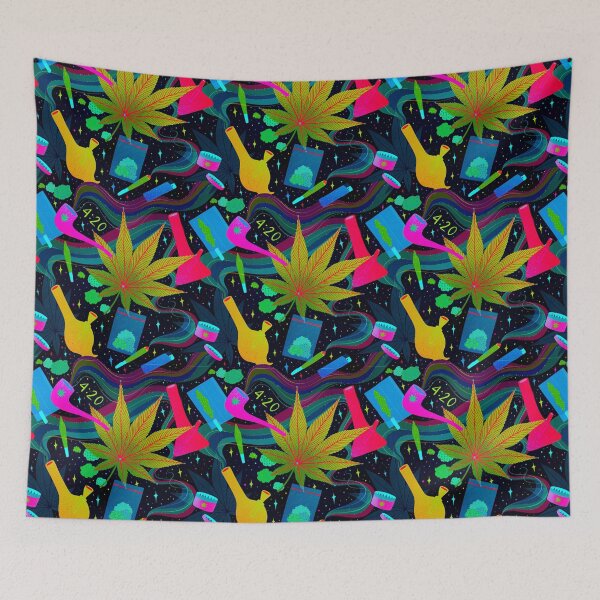 Item preview, Cannabis Marijuana Psychelic Bong Pattern designed and sold by HorsesForLife15.
