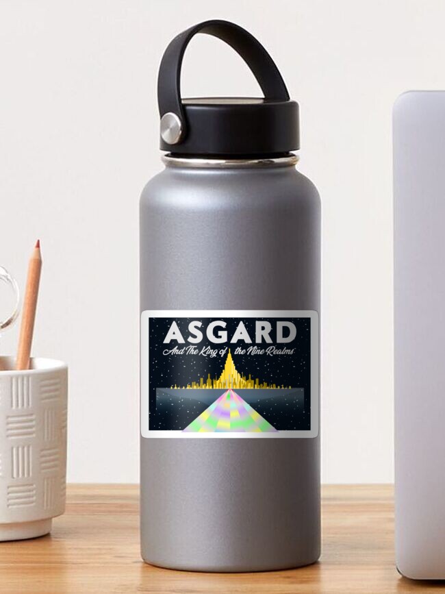 Thumbnail 1 of 3, Sticker, Asgard Postcard designed and sold by Rockys-Randoms.