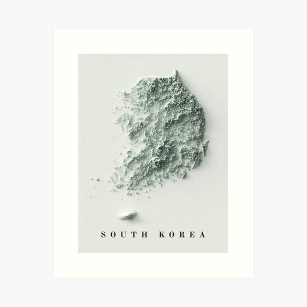 Item preview, South Korea Relief Map 3D digitally-rendered designed and sold by ThinkAboutMaps.