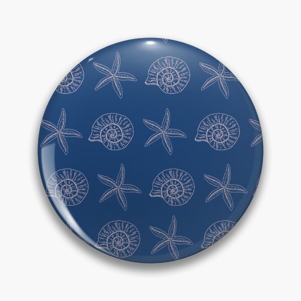 Item preview, Navy starfish and shell pattern designed and sold by Thegentleshop.