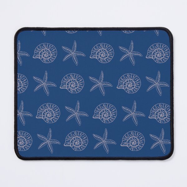 Item preview, Navy starfish and shell pattern designed and sold by Thegentleshop.
