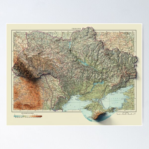 Item preview, 1967 Ukraine Relief Map 3D digitally-rendered designed and sold by ThinkAboutMaps.