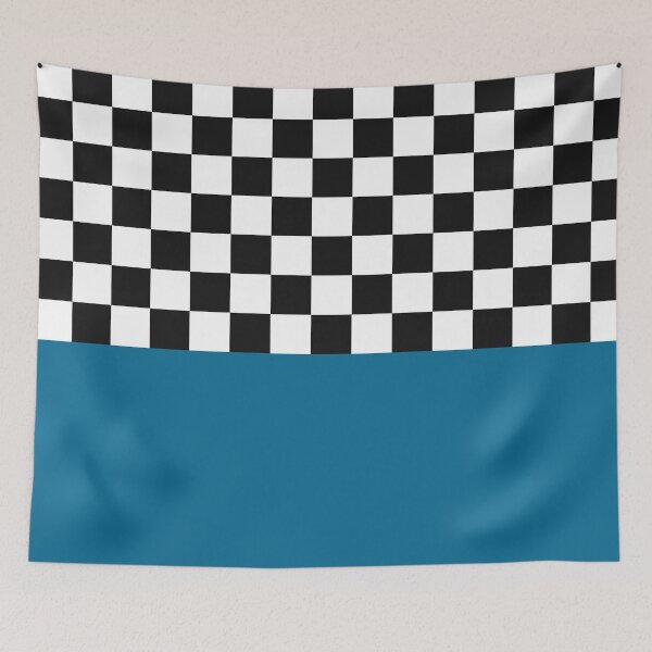 Item preview, Classic Black and White Chess Board Half Blue Pattern designed and sold by SoccaTamam.