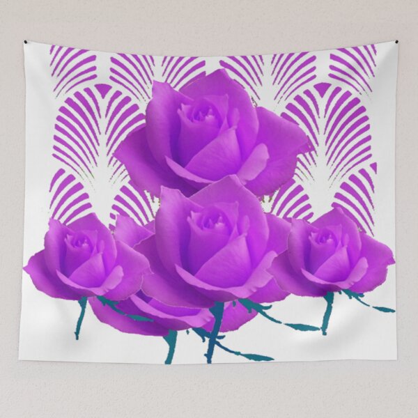 Item preview, ROMANTIC AMETHYST PURPLE ART DECO ROSE PATTERN ART   designed and sold by sharlesart.