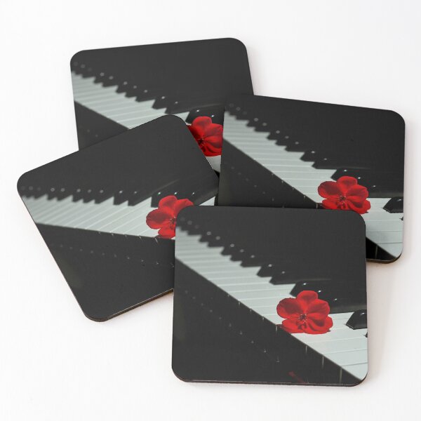 Item preview, Black Piano with a Red Geranium Flower designed and sold by digoarpi.