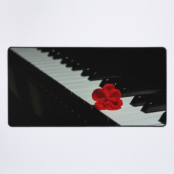 Item preview, Black Piano with a Red Geranium Flower designed and sold by digoarpi.
