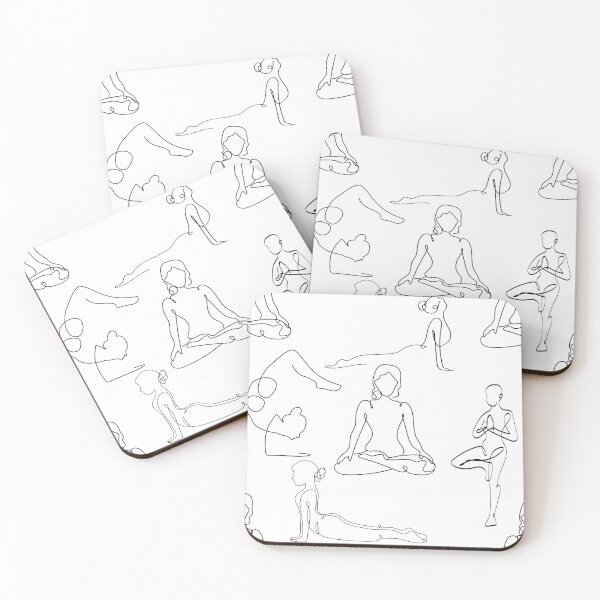 Item preview, white yoga poses positions line drawings modern art hipster designed and sold by Gossip Rag.