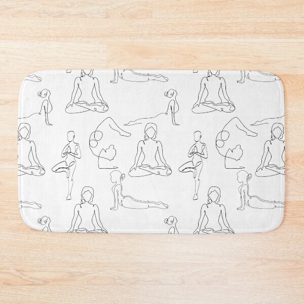 Item preview, white yoga poses positions line drawings modern art hipster designed and sold by Gossip Rag.