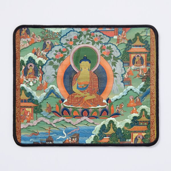 Item preview, Thanka with Buddha (Restored Tibetan Artwork) designed and sold by PromoteProgress.