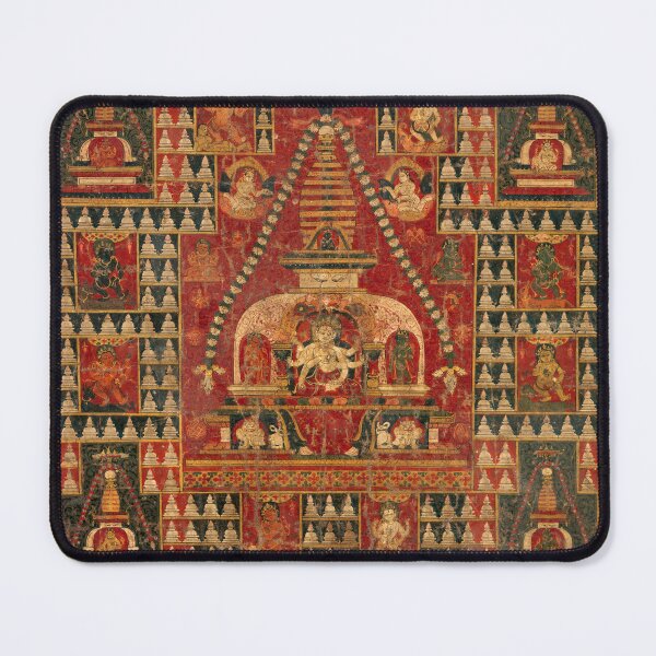 Item preview, Goddess Ushnishavijaya Enthroned in the Womb of a Stupa (Restored Tibetan Artwork) designed and sold by PromoteProgress.