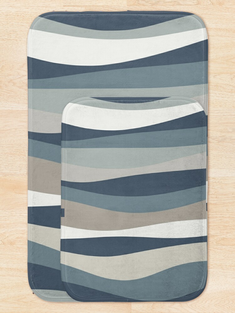 Maldives Abstract Botanical Pattern in Bright Blue and Cream Bath Mat by  Kierkegaard Design Studio