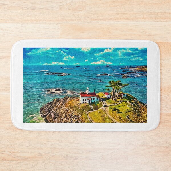 Item preview, Battery Point Light lighthouse in Crescent City, California - digital painting designed and sold by NickoPrints.