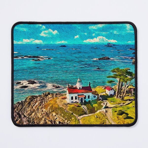 Item preview, Battery Point Light lighthouse in Crescent City, California - digital painting designed and sold by NickoPrints.