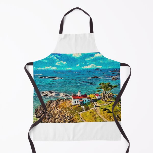 Item preview, Battery Point Light lighthouse in Crescent City, California - digital painting designed and sold by NickoPrints.