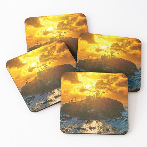 Item preview, Battery Point Light lighthouse in Crescent City, California, at sunset designed and sold by NickoPrints.