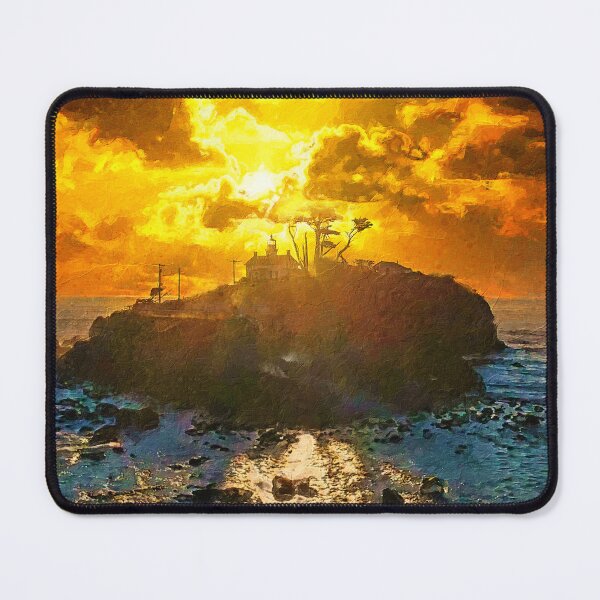 Item preview, Battery Point Light lighthouse in Crescent City, California, at sunset designed and sold by NickoPrints.