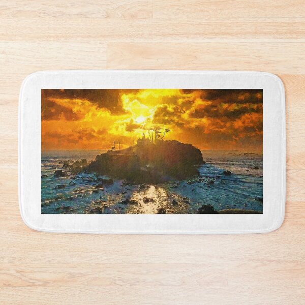 Item preview, Battery Point Light lighthouse in Crescent City, California, at sunset designed and sold by NickoPrints.