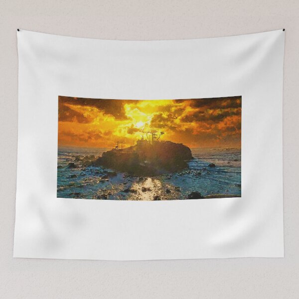 Item preview, Battery Point Light lighthouse in Crescent City, California, at sunset designed and sold by NickoPrints.