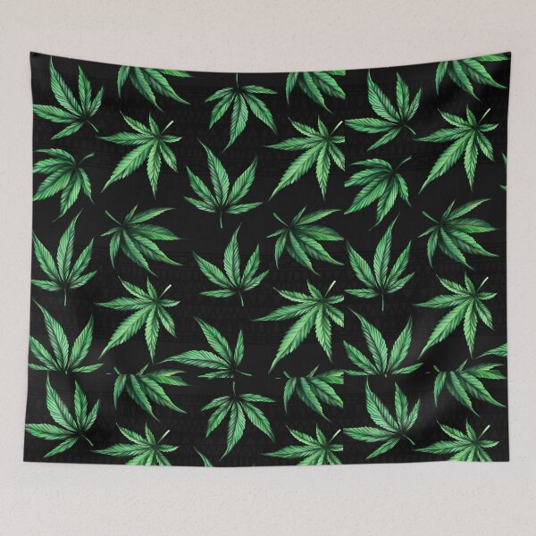 Item preview, Marijuana leaf with black background. designed and sold by keenikai.