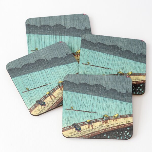 Item preview, Pedestrians crossing a bridge during a rain storm - Hiroshige Ando - 1857 designed and sold by CrankyOldDude.
