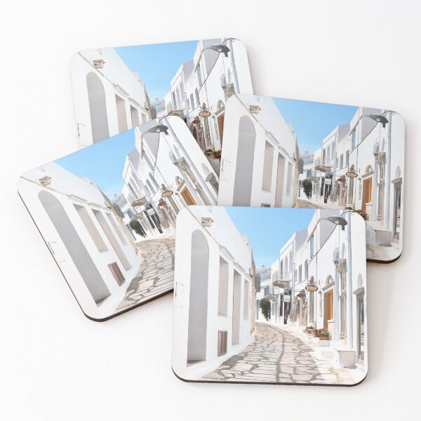 Item preview, Street View of Tinos Island in Greece with Traditional Houses and Shops designed and sold by PrintsProject.