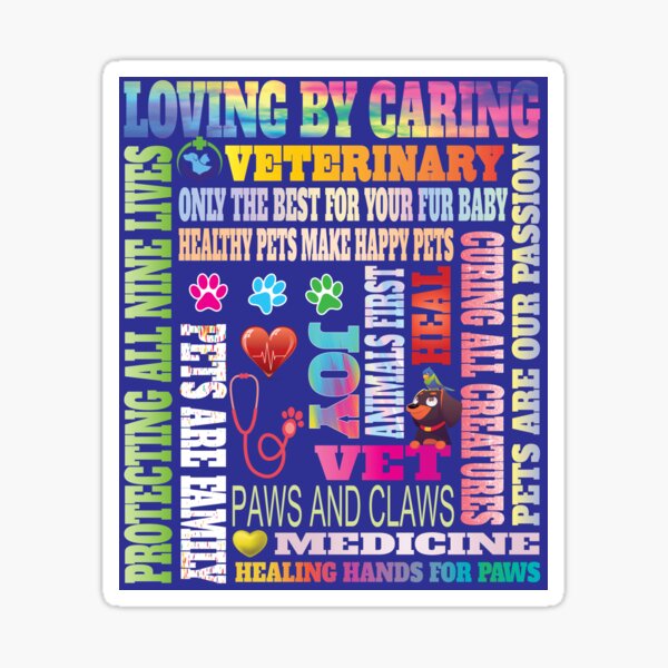 "Fun Paw Print Heartbeat Veterinarian Vet Tech Kennel Phrases " Sticker