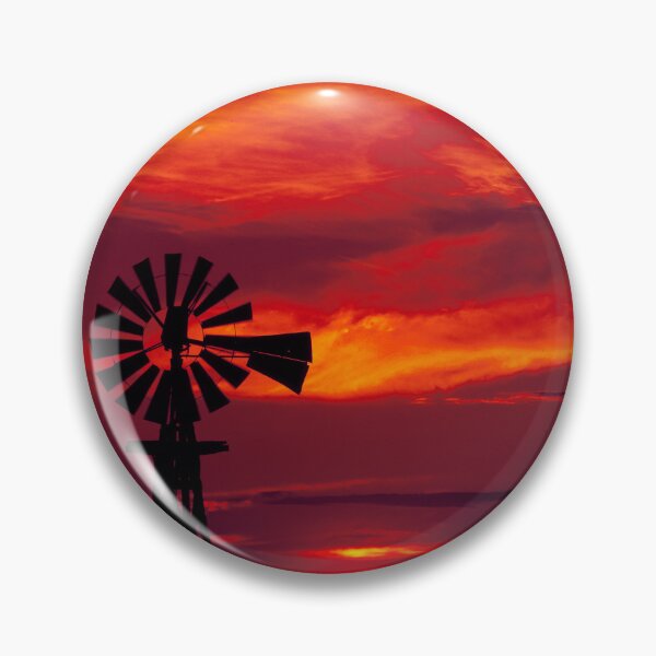 Item preview, Windmill silhouetted at sunset in eastern Colorado designed and sold by OrcaNature.