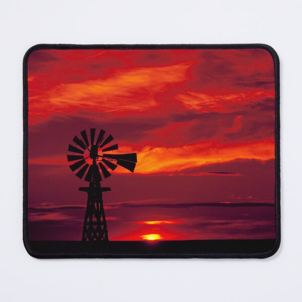 Item preview, Windmill silhouetted at sunset in eastern Colorado designed and sold by OrcaNature.