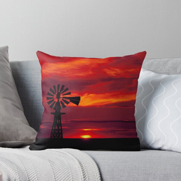 Item preview, Windmill silhouetted at sunset in eastern Colorado designed and sold by OrcaNature.