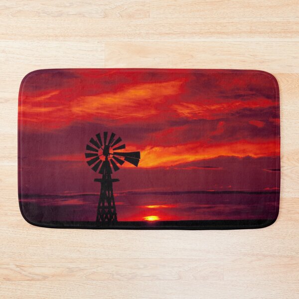 Item preview, Windmill silhouetted at sunset in eastern Colorado designed and sold by OrcaNature.
