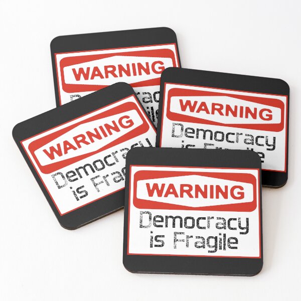 Item preview, Warning, Democracy is Fragile designed and sold by PromoteProgress.