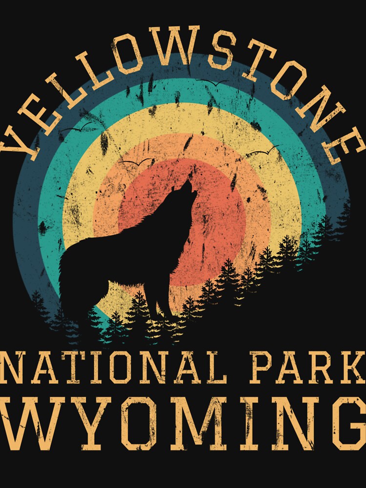 Yellowstone Vintage Style Destination Poster Mens Natural Graphic Tee - S