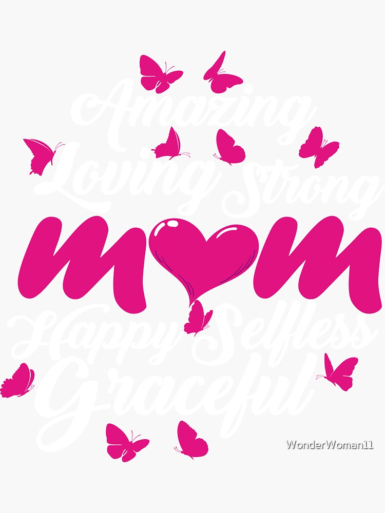 Thumbnail 3 of 3, Sticker, Pink zLove Mom Design designed and sold by WonderWoman11.