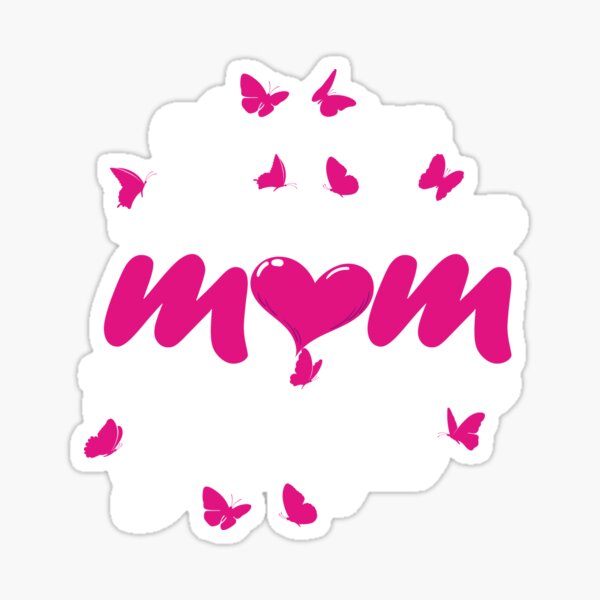 Pink zLove Mom Design Sticker