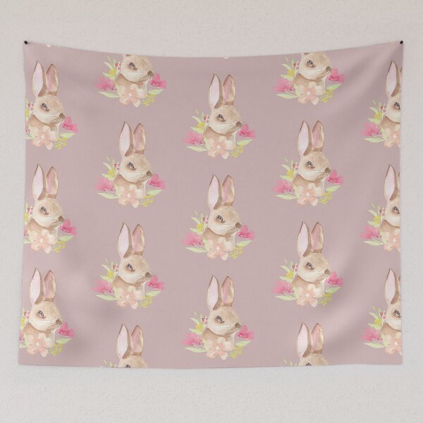 Item preview, Bunny rabbit with watercolour florals - Easter designed and sold by Ashleigh Fish.