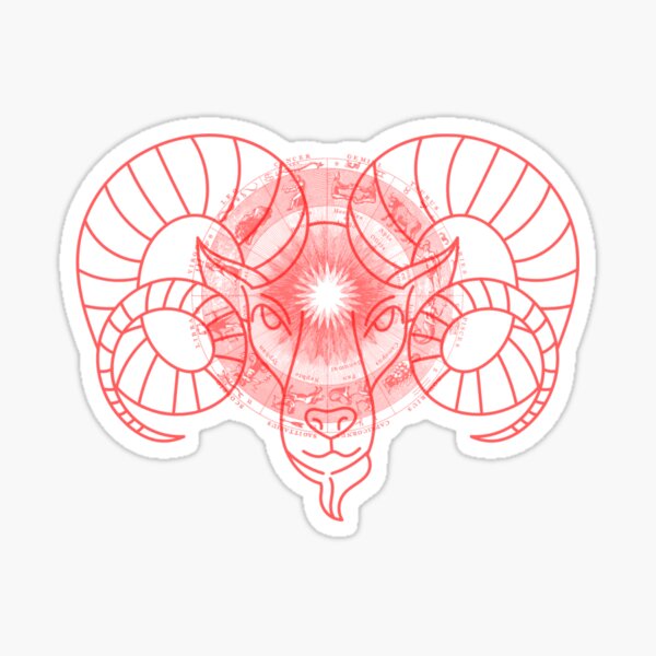 Artikelvorschau, Widder-Sternzeichen-roter Widder-Kopf entworfen und verkauft von BearCaveDesigns.