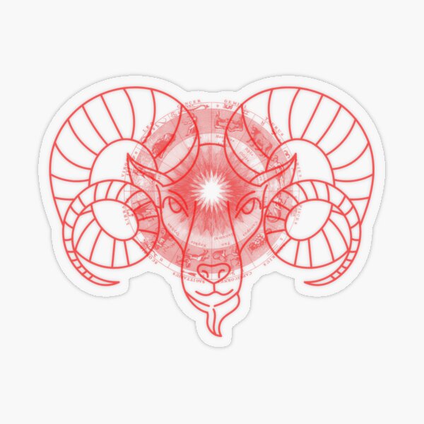 Item preview, Aries Zodiac Sign Red Rams Head  designed and sold by BearCaveDesigns.