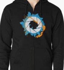 Sudadera con capucha y cremallera Portal - Logotipo abstracto de Aperture