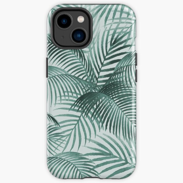 Tropical Green Watercolor Palm Leaf in Nature iPhone Tough Case