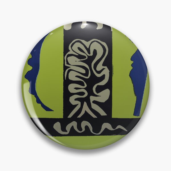 Matisse-inspired leaf cut-out palette badge